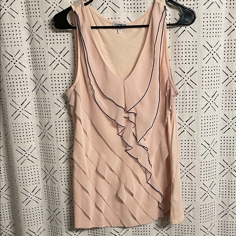 Express Women's Blush Ruffle Tank Top